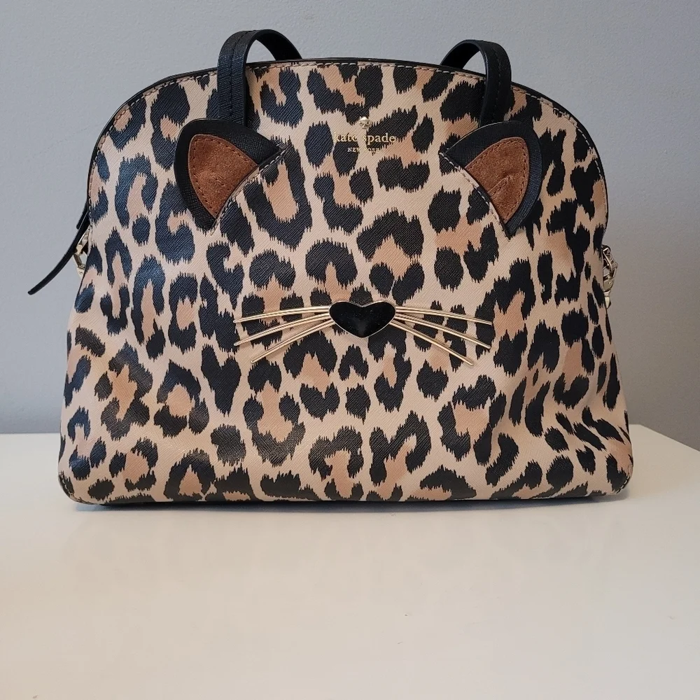 Kate Spade Run Wild Lottie Leopard Print Leather Satchel, VGUC